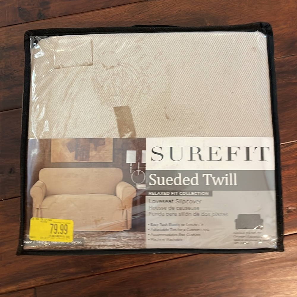 Surefit surfed twill loveseat slipcover Taupe color